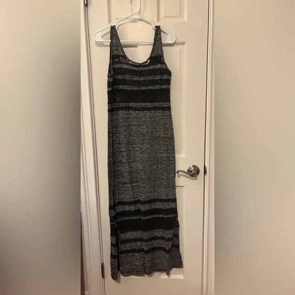 Free People Hazy Daze Grey W/ Black Lace Maxi Dress - Picture 4 of 17